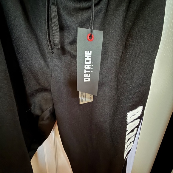 Detache Labs Men Dazed and Confused Black/White Drawstring Track Pants SZ 29 - Picture 5 of 13
